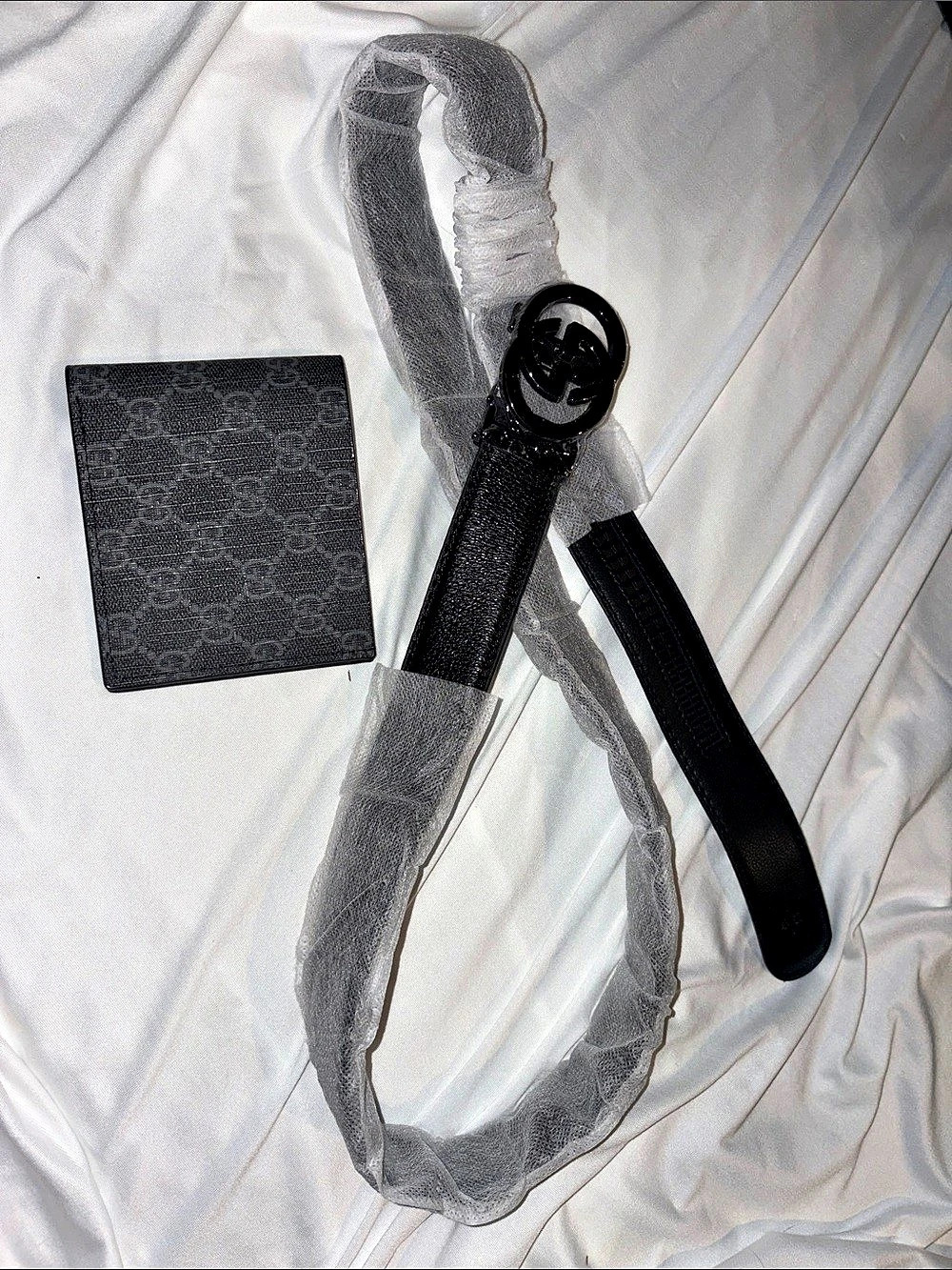 Inspired Black Belt and Wallet Set